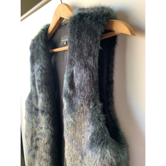 COPY - Small, Club Monaco, teal green faux fur vest - Picture 3 of 12